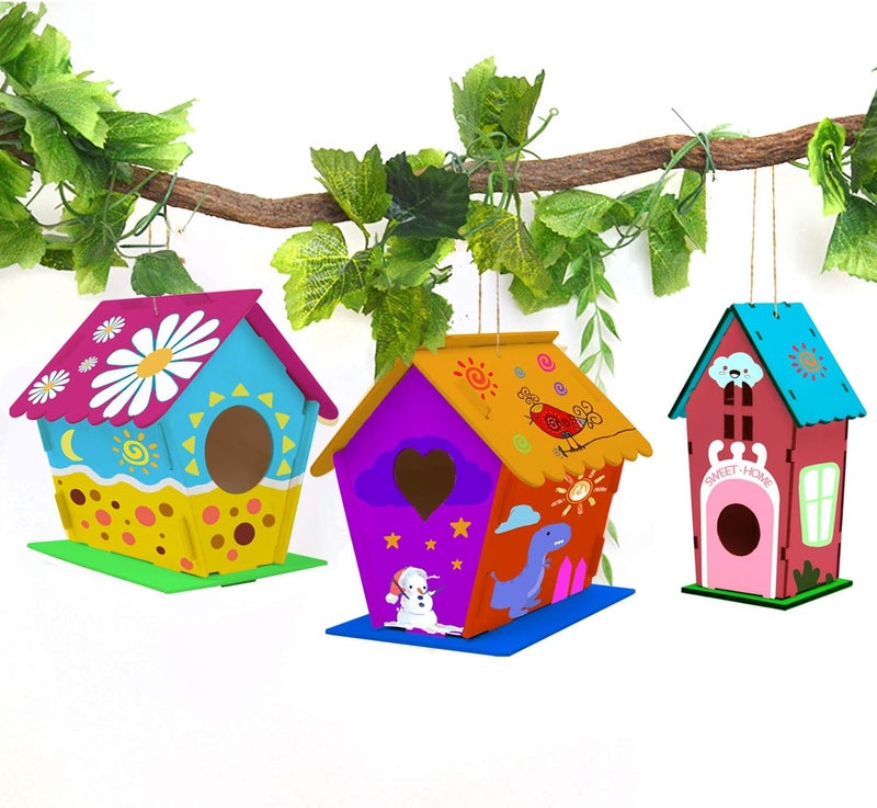 hapray 4 Pack Bird House Crafts for Kids Ages 5-8 8-12, Buildable DIY Birdhouse Kit for Children to Build, Summer Arts and Craft Projects with Paint, 3+ Boy Girl Gift for Halloween Christmas - Image 5